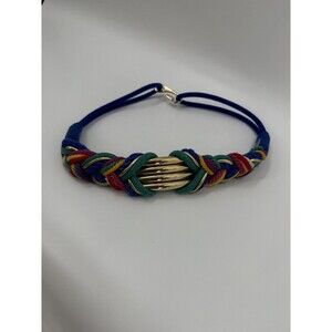 Vintage Leather Shop 80s Braided Wrap Belt Rope Bright Multicolor Gold MEDIUM